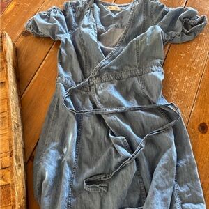 Madewell Blue Denim Wrap Dress